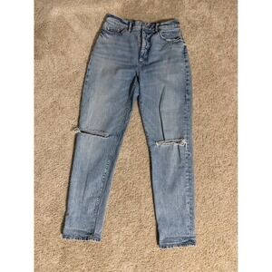 LOFT High Waist Slim Pockets Boyfriend Jeans Light Wash Distressed Size 26